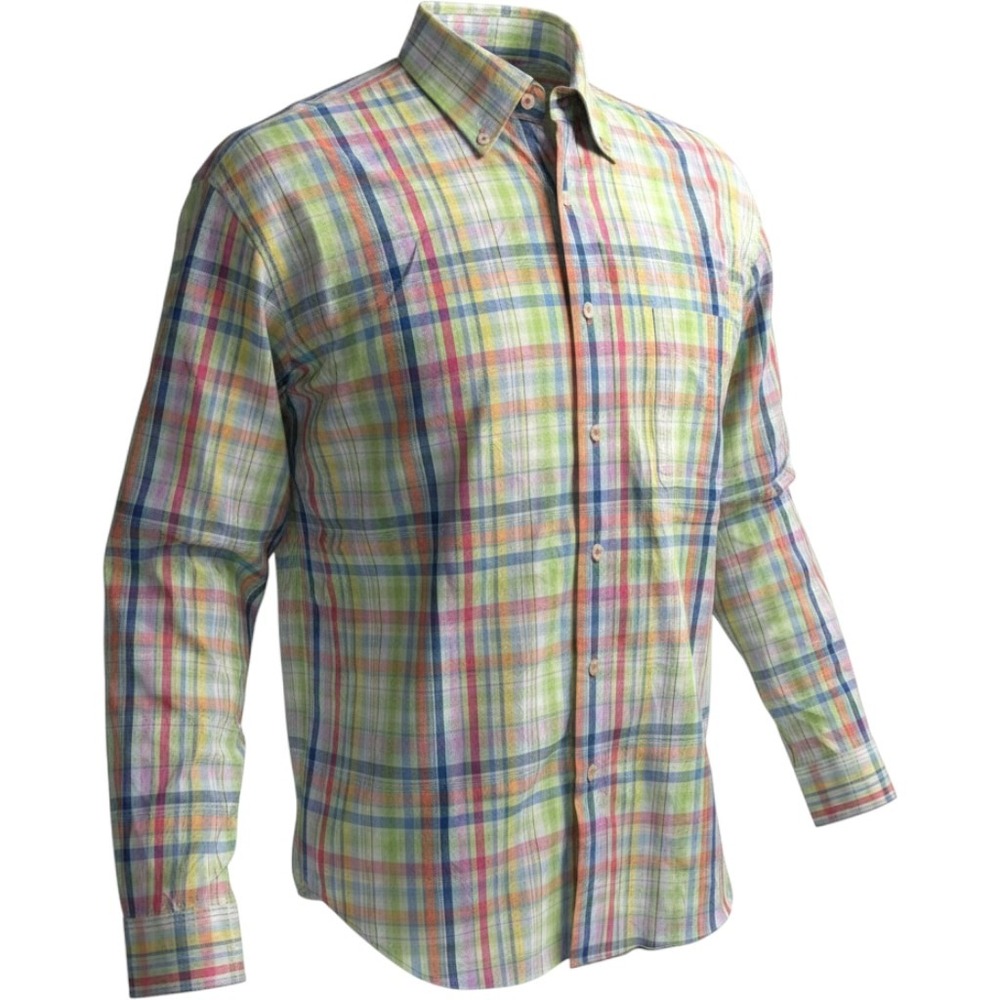 Alan Flusser Mens Plaid‎ Button Down Shirt Multi Color Cotton Large